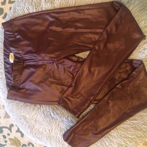 GUESS Burgundy Faux Leather Leggings
